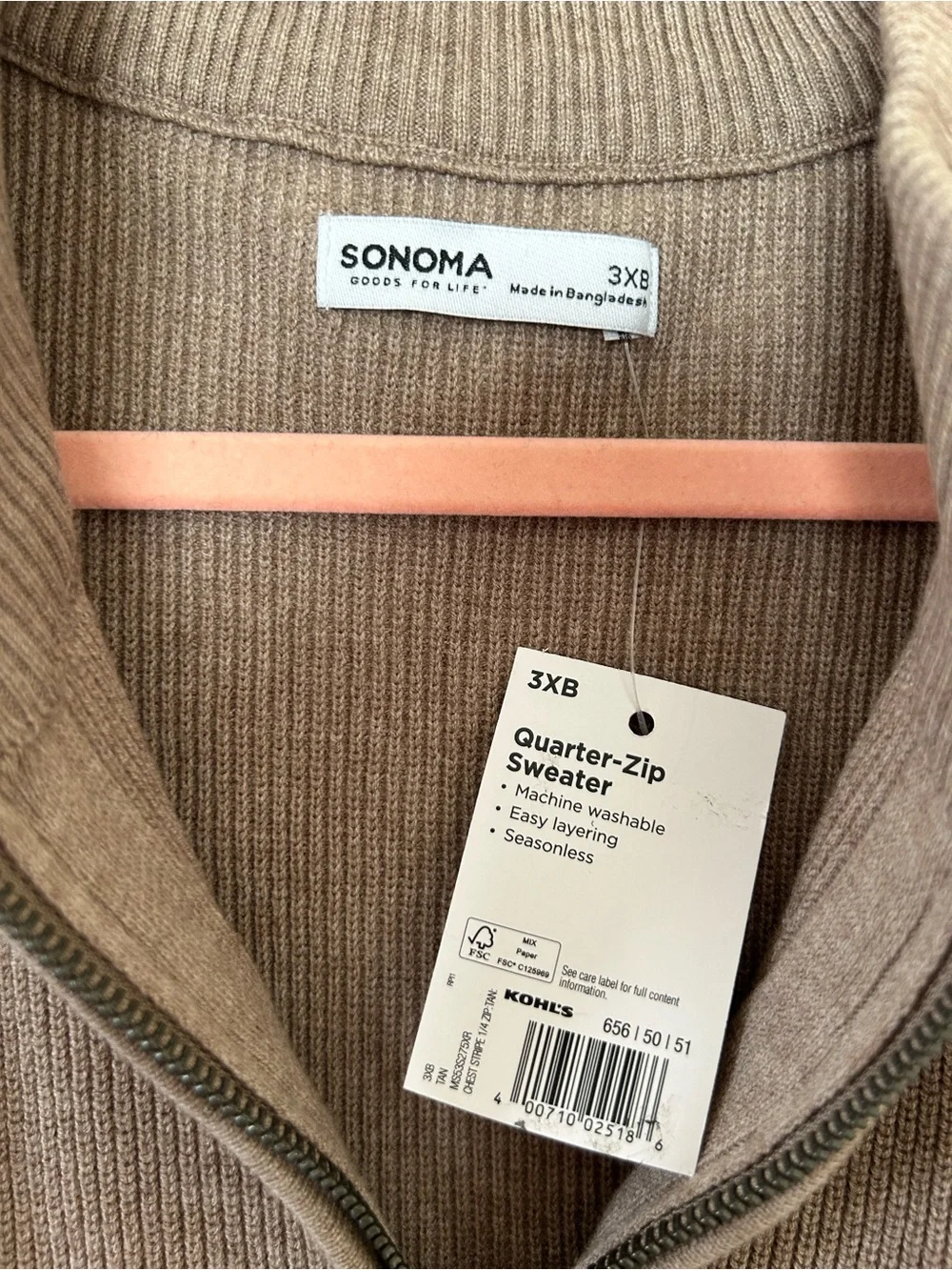 Big & Tall 3XB Sonoma Goods for Life Chest Stripe Quarter-Zip Sweater, Men's